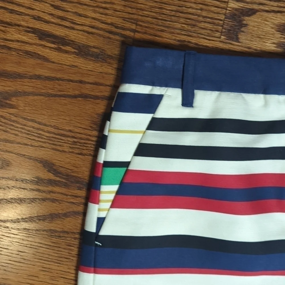 J. Crew striped preppy white  bright cotton summer coastal mini skirt NWT  sz 2